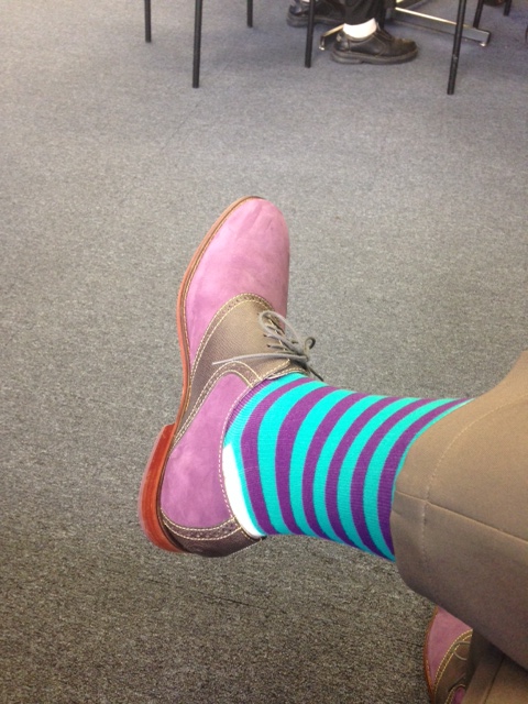 Bright and cheerful socks, @sockguru / Benjie
