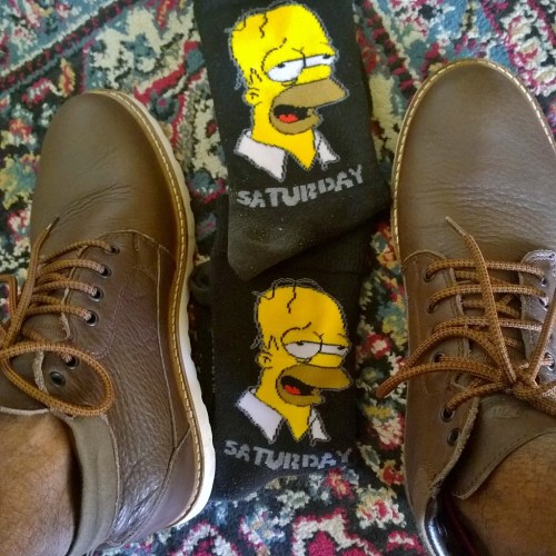 Exactly how you should spend your Saturdays, Knackered! Homer Simpson socks from Jack and Jones, @varunasingh / Varuna Singh