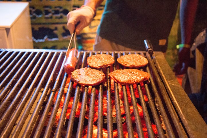 Those juicy burgers being grilled fresh.
