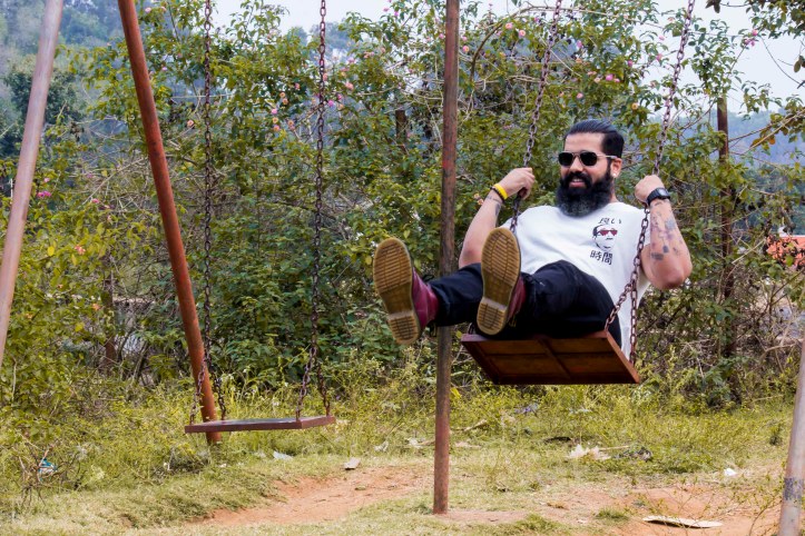 Playing on a swing Beards